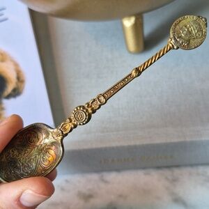 Rare Vintage 1937 George VI Queen Elizabeth Coronation Birks Gilt Sterling Spoon